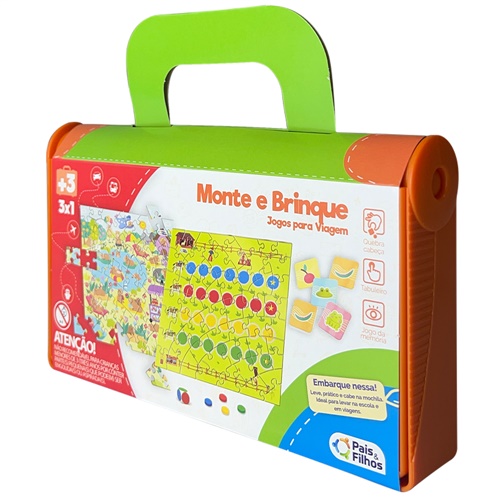 Monte e Brinque - Jogos para Viagem 3 em 1 - Pais e Filhos