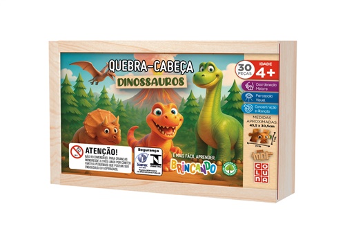 Quebra-Cabeça Madeira 30 Peças - Dinossauros - Coluna