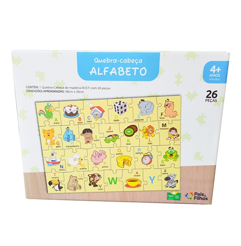 Quebra-Cabeça Alfabeto 26 Peças - Pais e Filhos