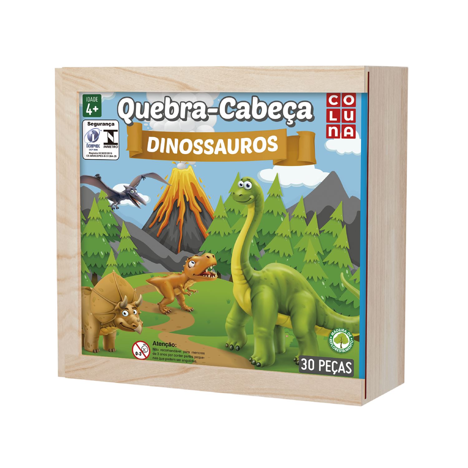 Quebra-Cabeça Madeira 30 Peças - Dinossauros - Coluna - Broker