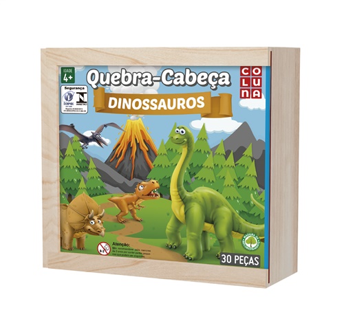Quebra-Cabeça Madeira 30 Peças - Dinossauros - Coluna
