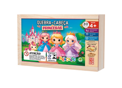 Quebra-Cabeça Madeira 30 Peças - Princesas - Coluna