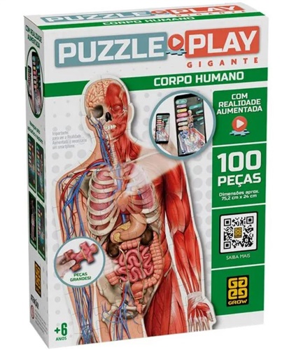 Quebra Cabeça Puzzle Play Gigante Corpo Humano 100 peças - Grow