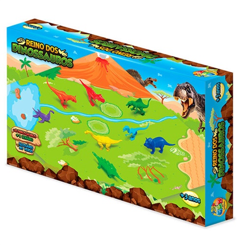 Reino Dos Dinossauros - 8 Unidades Com Cenário - GGB Brinquedos